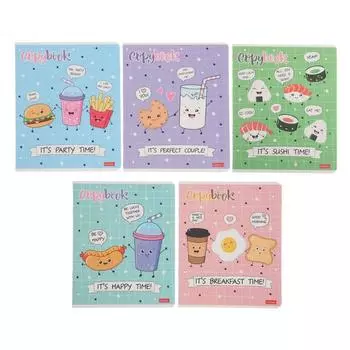 Тетрадь 48 листов в клетку "Пришла еда", обложка мелованный картон, матовая ламинация, блок офсет, МИКС