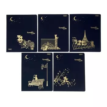 Тетрадь 48 листов в клетку Romantic cats, обложка мелованный картон, матовая ламинация, 3D фольга, блок 65 г/м2, поля, МИКС