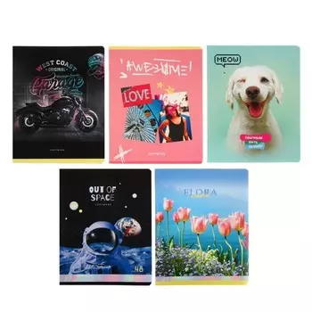 Тетрадь 48 листов в клетку Super Mix-20, обложка мелованный картон, блок офсет 65 г/м2, МИКС