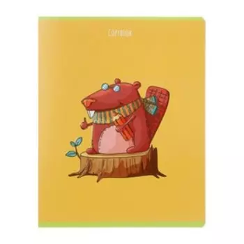 Тетрадь 48 листов, в клетку, "Животные", обложка мелованный картон, выборочный ТВИН-лак, МИКС