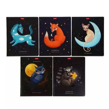 Тетрадь 48 листов в клетку "Звёздные мечтатели", обложка мелованный картон, выборочный лак, блок офсет, МИКС