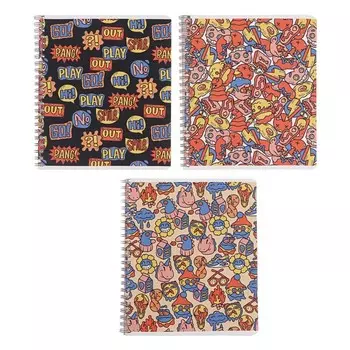 Тетрадь 60 листов в клетку на гребне "Ералаш", обложка мелованный картон, ВД-лак, блок №2 (серые листы), МИКС