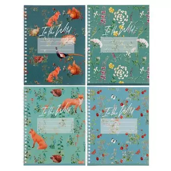 Тетрадь 60 листов в клетку на гребне "В дикой природе", обложка мелованный картон, блок офсет, МИКС