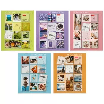 Тетрадь 80 листов, линейка, "TRAVEL", обложка мелованный картон, блок офсет 65г/м2, МИКС