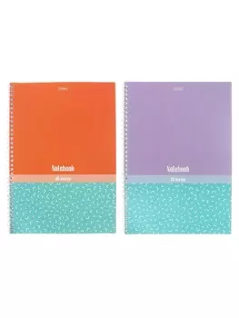 Тетрадь 80 листов в клетку Hatber «Скобочки», на гребне, ламинация Soft-touch, перфорация на отрыв, цветной срез, блок офсет 60-65 г/м, МИКС 2 вида