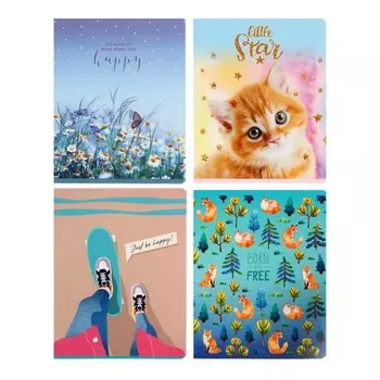 Тетрадь 96 листов в клетку "Девочки", обложка мелованный картон, блок офсет, МИКС