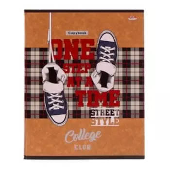 Тетрадь 96 листов в клетку "Кеды и Шотландская клетка", обложка крафт-картон, блок офсет, МИКС