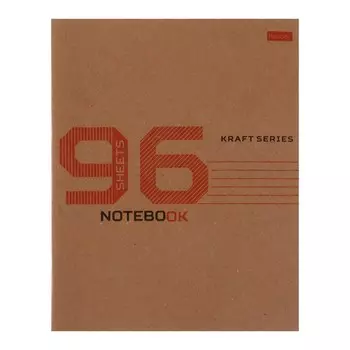 Тетрадь 96 листов в клетку "Крафт", обложка крафт-картон, блок 65 г/м