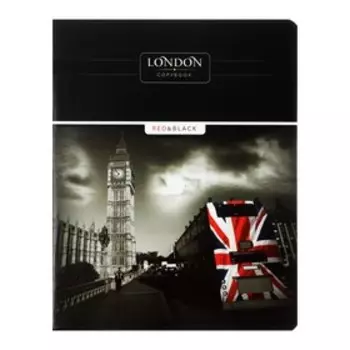 Тетрадь 96 листов в клетку "Лондон", обложка мелованный картон, выборочный УФ-лак, блок офсет, МИКС