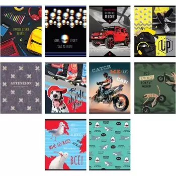 Тетрадь 96 листов в клетку "Мальчики", обложка мелованный картон, блок офсет, МИКС