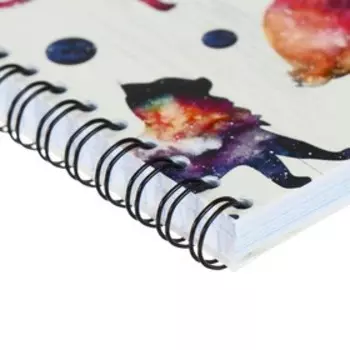 Тетрадь 96 листов в клетку на гребне "Космические коты", обложка мелованный картон, ВД-лак, МИКС