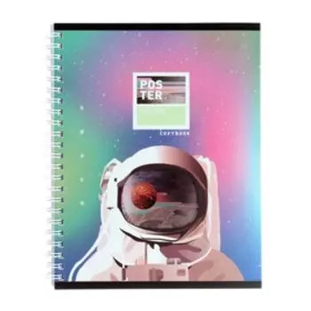 Тетрадь 96 листов в клетку на гребне Poster, обложка мелованный картон, матовая ламинация, металлизация, блок офсет, МИКС