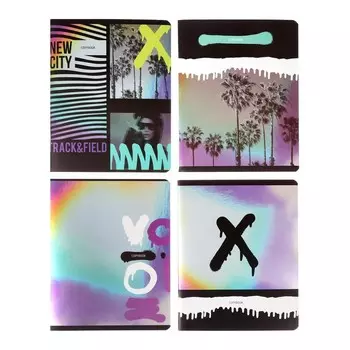 Тетрадь 96 листов в клетку на скрепке Spray paint, обложка мелованный картон, матовая ламинация, металлизация, МИКС