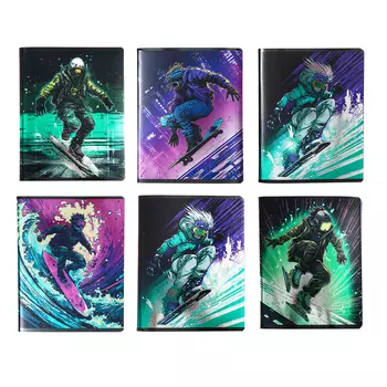 Тетрадь 96 листов в клетку "На спорте", обложка мелованный картон, металлизированная пленка, двойной выборочный УФ-лак, МИКС