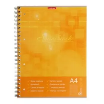 Тетрадь А4, 120 листов в клетку на спирали ErichKrause Spiralblock, обложка мелованный картон, жёсткая подложка, блок офсет, перфорация, белизна 100%,