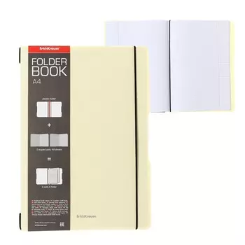 Тетрадь А4, 48 листов в клетку, ErichKrause FolderBook Pastel, сменная пластиковая обложка, на резинке, жёлтая