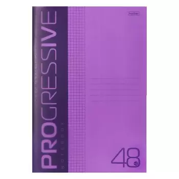 Тетрадь A4, 48 листов, в клетку, PROGRESSIVE, пластиковая обложка, блок 65 г/м2, фиолетовая