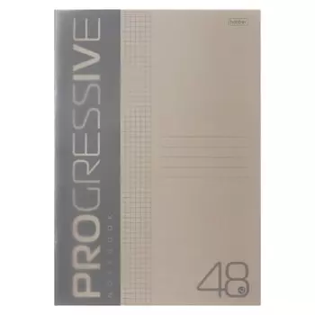 Тетрадь A4, 48 листов, в клетку, PROGRESSIVE, пластиковая обложка, блок 65 г/м2, серая