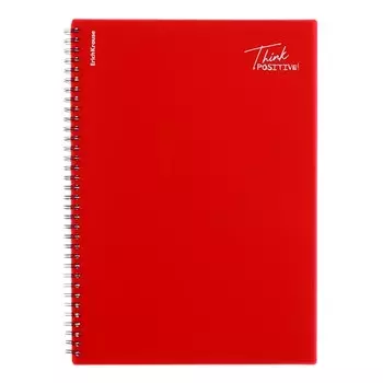 Тетрадь A4 на спирали, 80 листов в клетку, ErichKrause Words, пластиковая обложка, блок офсет 100% белизна, красная