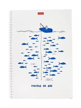 Тетрадь А4, 80 листов в клетку Hatber «Рыба моя», на гребне, многоцветный срез, ламинация Soft-touch, перфорация на отрыв, блок офс 60-65 г/м, МИКС 2 вида