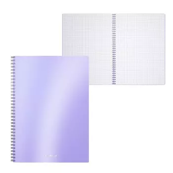 Тетрадь А4, 80 листов в клетку на гребне ErichKrause "Candy", пластиковая обложка, тиснение "зеркало", блок офсет, белизна 100%, перламутрово-сиреневая