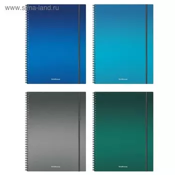 Тетрадь А4 на спирали, 80 листов в клетку, ErichKrause Ice Metallic, пластиковая обложка, МИКС