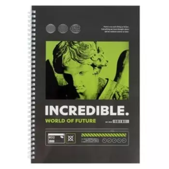 Тетрадь А4, 80 листов в клетку на гребне "Невероятный мир", обложка мелованный картон, глянцевая ламинация, блок офсет, МИКС