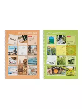 Тетрадь А4 80л кл Hatber "TRAVEL", на греб, перф на отрыв, многоцв срез, глянц лам 2В МИКС