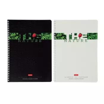 Тетрадь А4, 96 листов, в клетку, на гребне, Nature, обложка мелованный картон, тиснение, МИКС