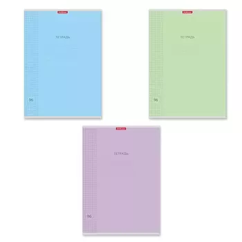 Тетрадь А4, 96 листов в клетку на скобе ErichKrause Visio "Классика", обложка мелованный картон, блок офсет, белизна 100%, МИКС