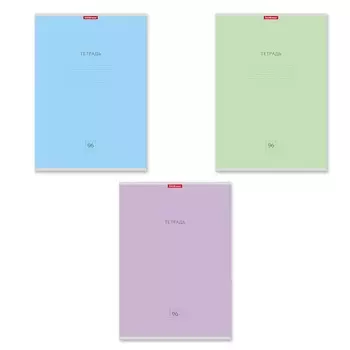 Тетрадь А4, 96 листов в линейку на скобе ErichKrause "Классика", обложка мелованный картон, блок офсет, белизна 100%, МИКС