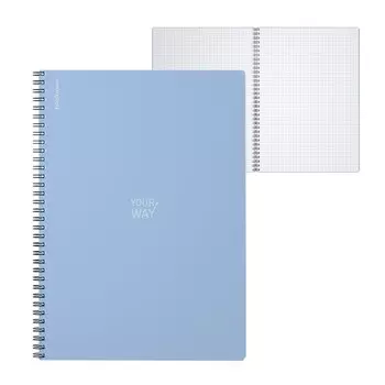 Тетрадь А4 на спирали 80 листов в клетку ErichKrause Symbol, пластиковая обложка, тиснение «песок», блок офсет 100% белизна, голубая