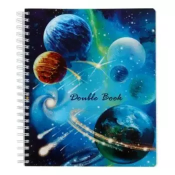 Тетрадь А5, 100 листов, с двойным блоком в клетку/линейку, на гребне «Галактика», обложка ПВХ, блок 65 г/м²