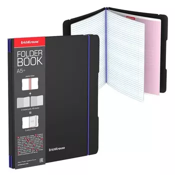Тетрадь А5+, 2х48 листов в клетку ErichKrause "FolderBook Accent", сменная пластиковая обложка, блок офсет, белизна 100%, синяя