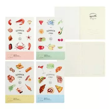 Тетрадь А5, 44 листа в клетку, 142 х 210 мм, Landuo DINNER TIME, на сшивке, 80 г/м2 4 вида