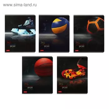 Тетрадь А5, 48 листов клетка "Спортклуб. Выпуск №2", обложка мелованный картон, матовая ламинация, 3D-фольга, 5 видов МИКС