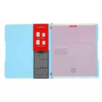 Тетрадь А5+, 48 листов в клетку ErichKrause "FolderBook Pastel", съемная пластиковая обложка, на резинках, блок офсет, белизна 100%, голубая