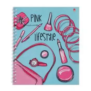 Тетрадь А5+, 48 листов в клетку, на гребне LIFE STYLE, обложка мелованный картон, глянцевая ламинация, блок офсет, МИКС