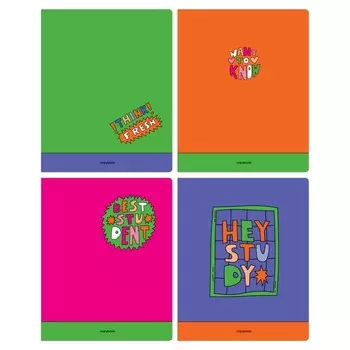 Тетрадь А5 48 листов в клетку BG "Эй, учись!", обложка мелованный картон, МИКС