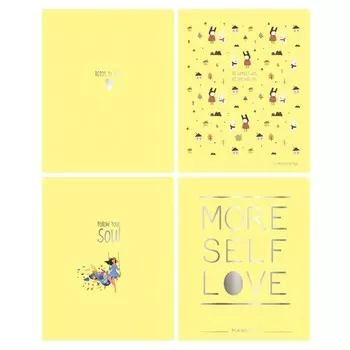 Тетрадь А5, 48 листов в клетку на скрепке BG "Мысли позитивно", обложка мелованный картон, тиснение фольгой, МИКС