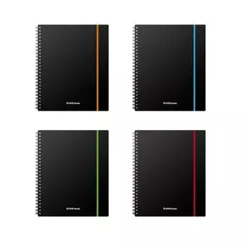 Тетрадь на спирали, 80 листов в клетку, ErichKrause Accent, пластиковая обложка, на резинке, МИКС