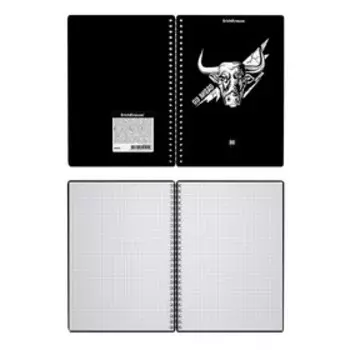 Тетрадь А5, 80 листов в клетку на гребне ErichKrause Go Аhead "Black and White", пластиковая обложка, тиснение "песок", блок офсет, белизна 100%