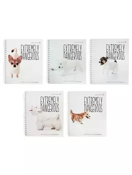 Тетрадь А5+ 96л кл на гребне "Особо опасные собачки", МИКС