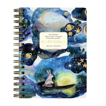 Тетрадь А6 60 листов в клетку на гребне "Сон", обложка картон, твёрдая подложка, soft touch, тиснение фольгой, блок 70 г/м2