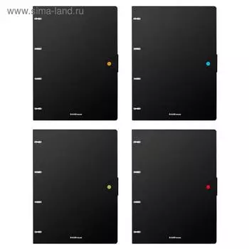 Тетрадь на кольцах А4 80 листов в клетку, ErichKrause Accent, пластиковая обложка, на кнопке, блок офсет 100% белизна, МИКС