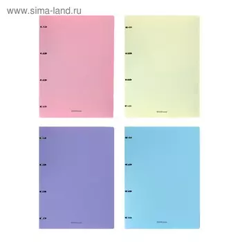 Тетрадь на кольцах А4 80 листов в клетку ErichKrause Pastel, пластиковая обложка, блок офсет 100% белизна, МИКС