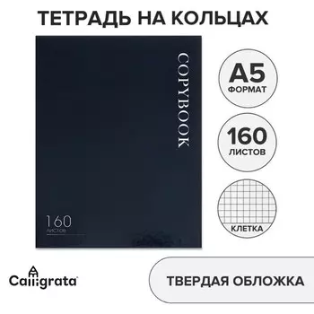 Тетрадь на кольцах A5 160 листов в клетку Calligrata MonoTone, обложка 7БЦ, без вырубки под кольца, блок офсет