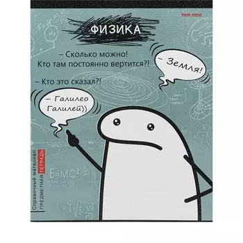 Тетрадь предметная 48 листов в клетку Школьные мемасики "Физика", обложка мелованный картон, тиснение холст, блок офсет