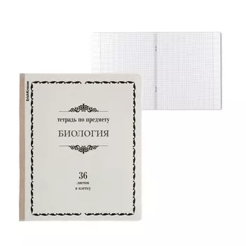 Тетрадь предметная 36 листов в клетку ErichKrause Timeline «Биология», обложка мелованный картон, блок офсет, белизна 100%, информационный блок