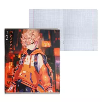 Тетрадь предметная 48 листов в клетку, ErichKrause Manga.«Физика», обложка мелованный картон